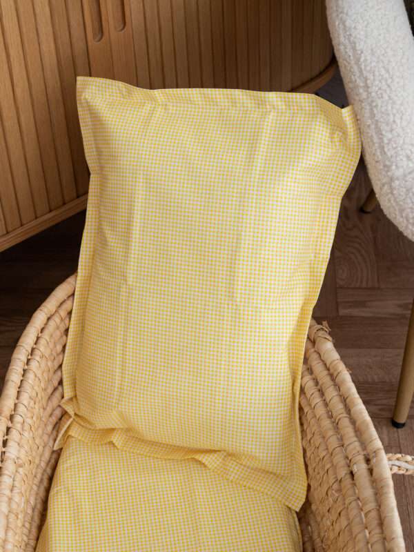 -Μαξιλαροθήκη Καρό Κίτρινη 50*70