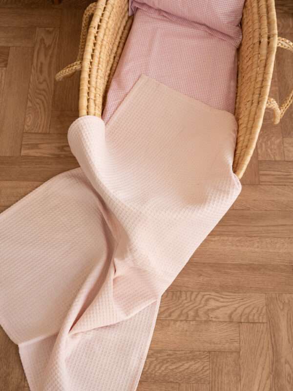 -Πικέ Κουβέρτα Waffle Ροζ Πούδρα