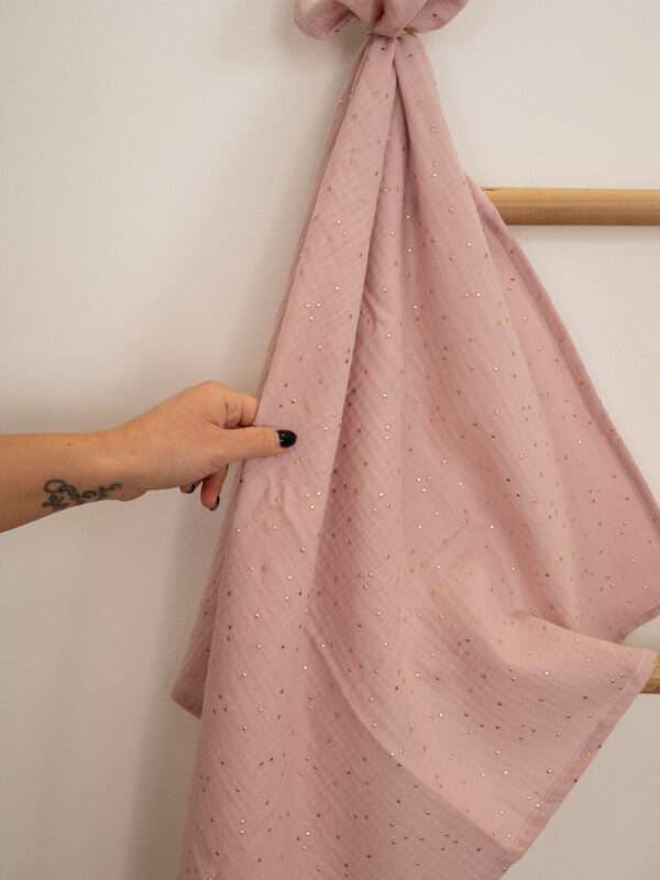 -Sparkle pink Muslin 100% organic cotton