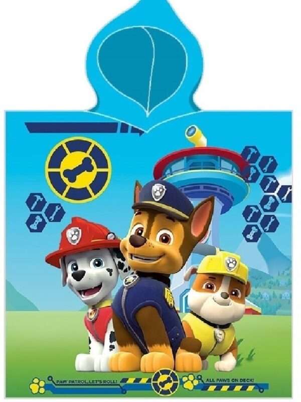 Πόντσο Θαλάσσης Quick Dry Nickelodeon Paw Patrol 203 50X100 Sky Blue 100% Microfiber