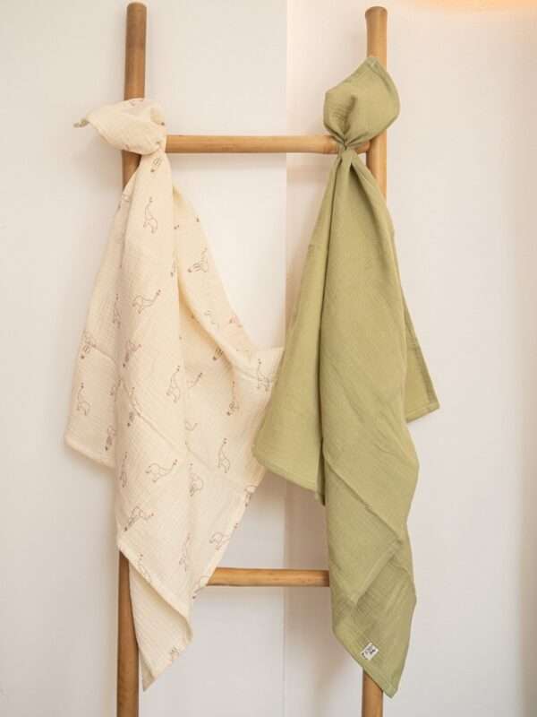 Σετ πάνες αγκαλιάς  Elephant - Green 100% organic cotton